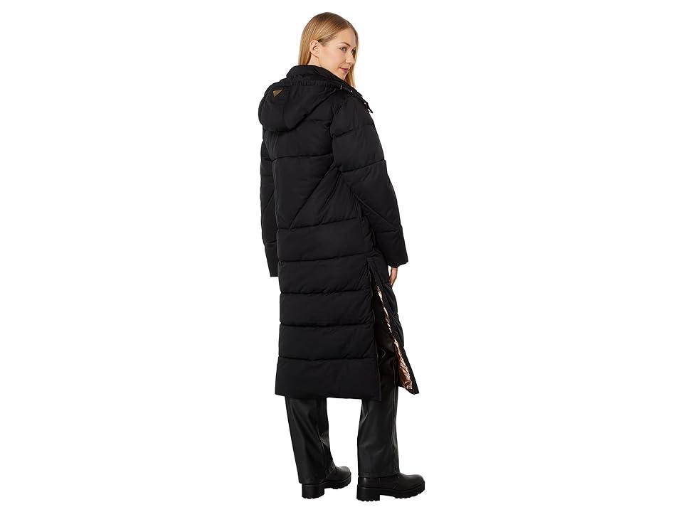 Avec Les Filles Rose Gold Hardware Longline Puffer (Black) Women's Coat Product Image