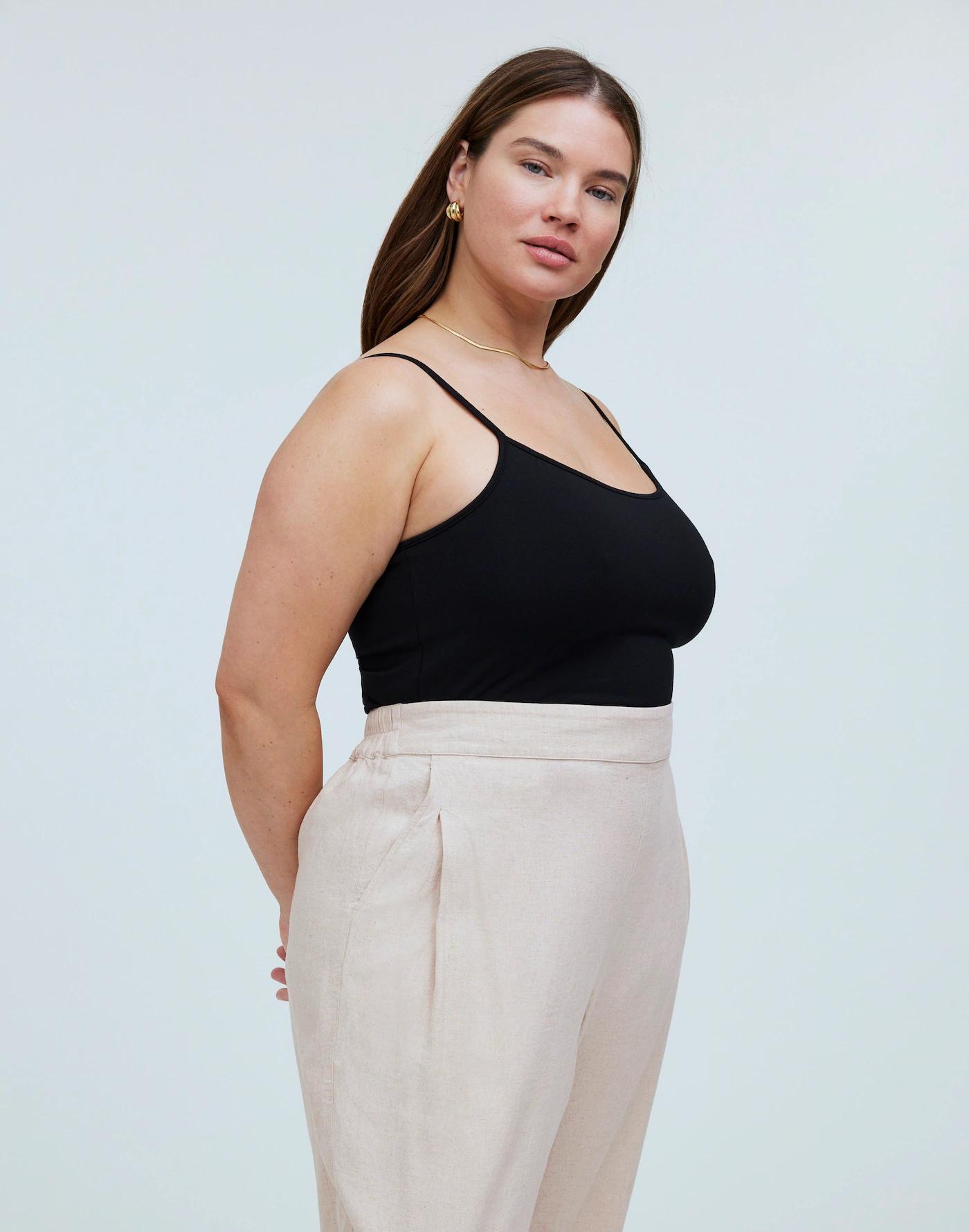 Plus Pull-On Straight Crop Pants in Linen Blend Product Image