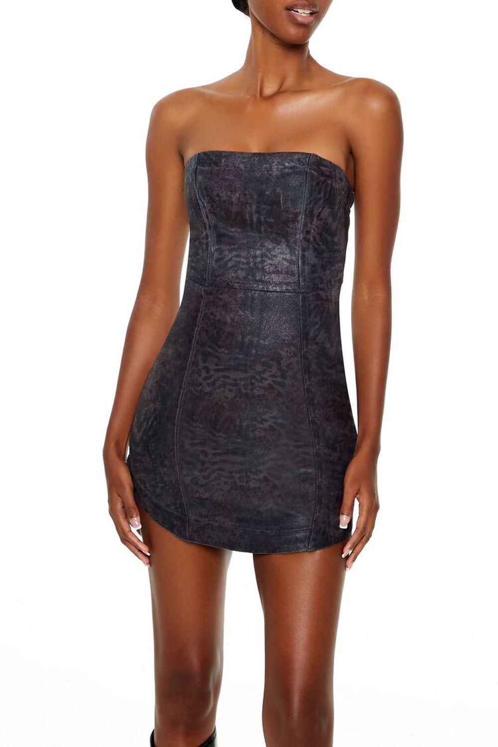 Leopard Denim Tube Mini Dress | Forever 21 Product Image