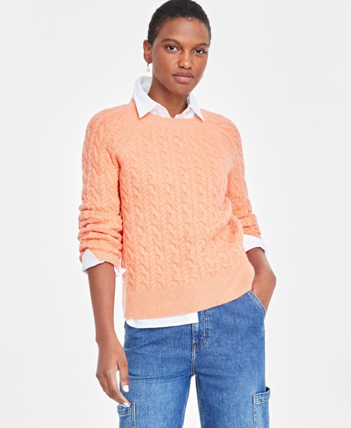 On 34th Womens Cozy Cable-Knit Crewneck Sweater, Created for Macys Product Image