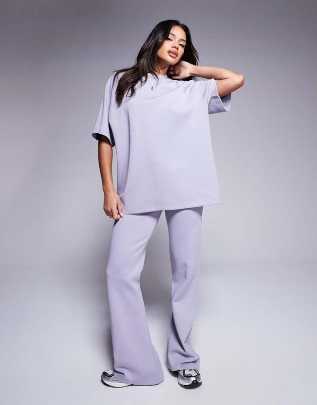 ASOS DESIGN interlock flared sweatpants in gray - part of a set Product Image