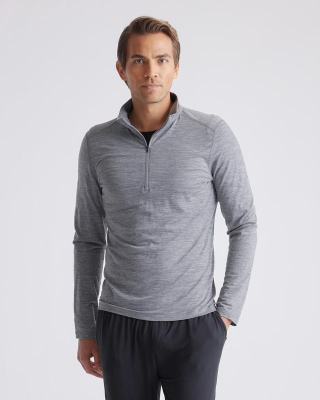 Mens Merino Quarter Zip Base Layer in Heather Grey, Size XL, Merino/Cotton by Quince Product Image