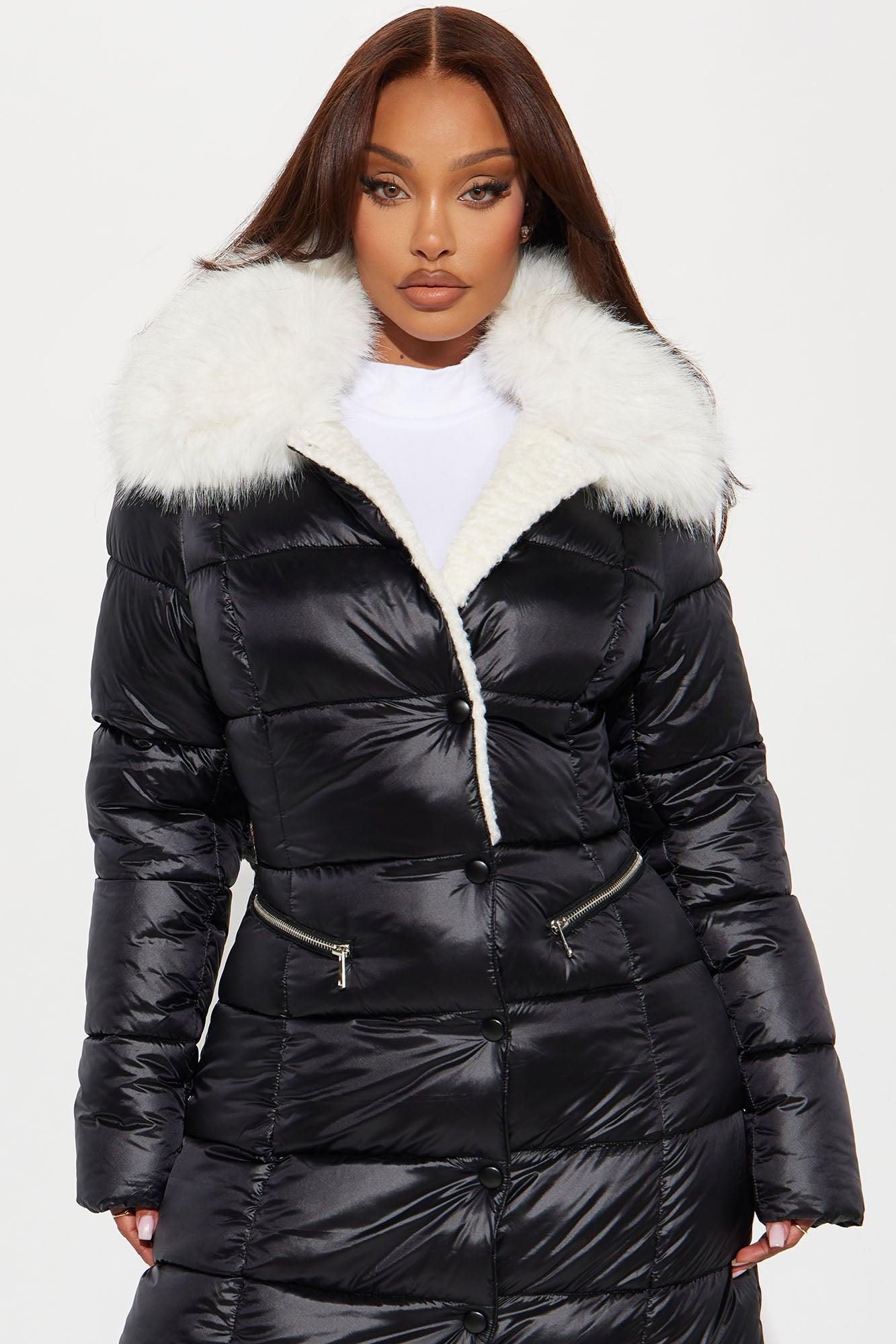 All Cozied Up Shearling Puffer - Black Product Image