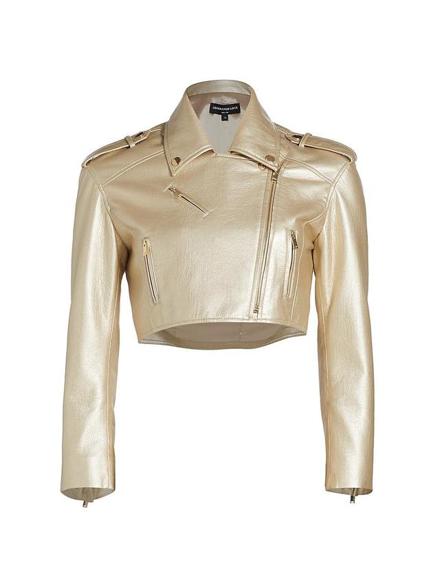 Womens Massimo Vegan Leather Moto Jacket Product Image