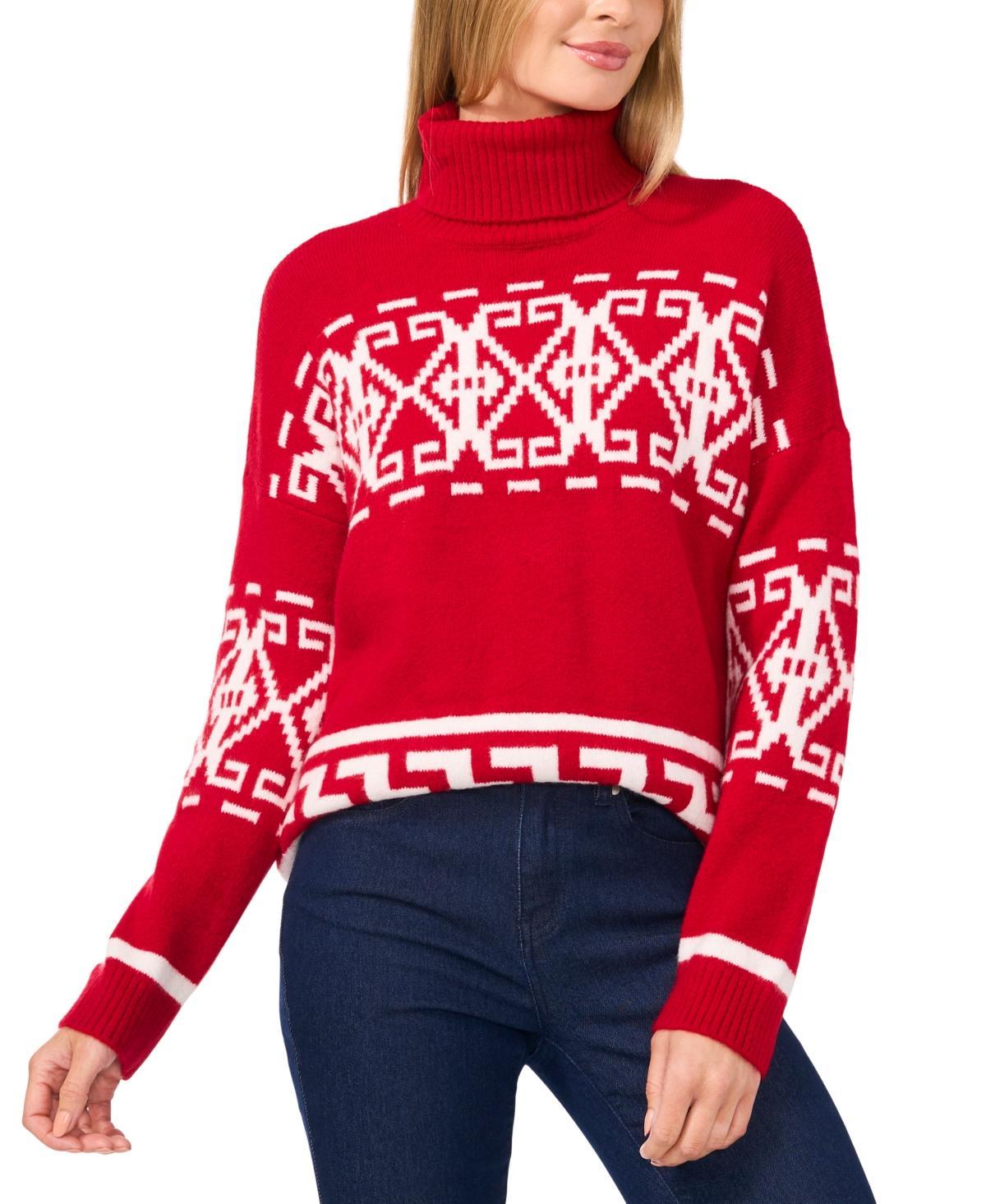 CeCe Womens Fair Isle Turtleneck Sweater Product Image