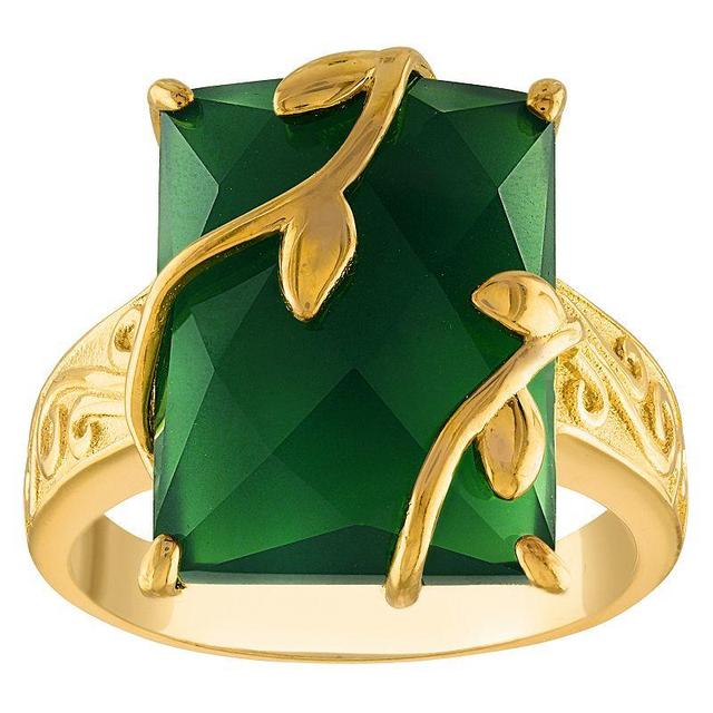 Designs by Gioelli 14k Gold Over Sterling Silver Green Chalcedony Ring, Womens Gold Tone Product Image