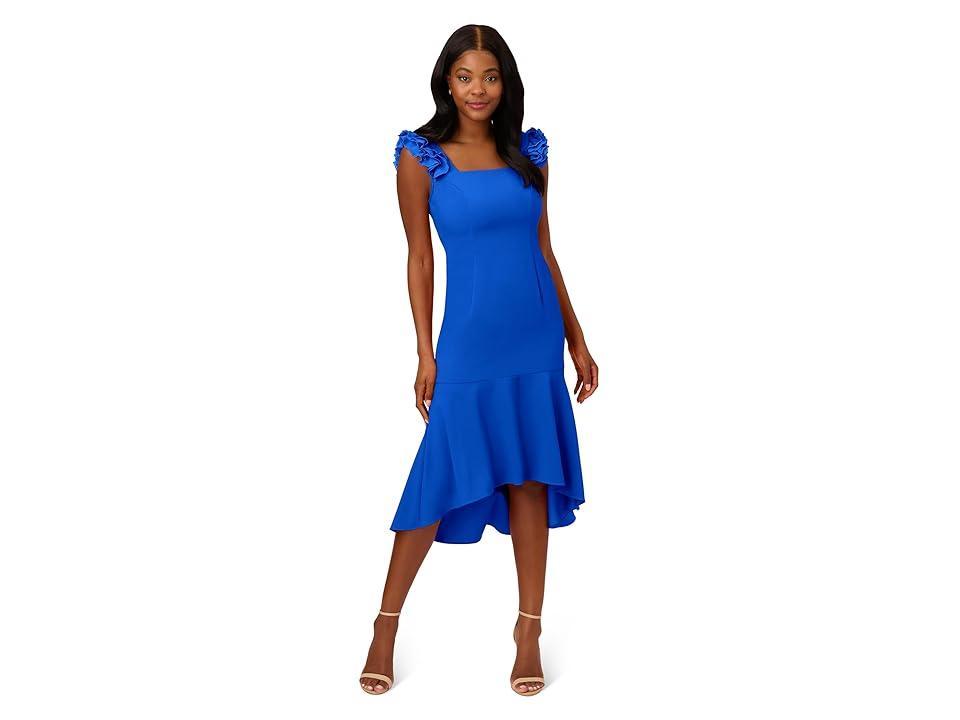 Adrianna Papell Satin Crepe High-Low Dress (Violet Cobalt) Women's Dress Product Image