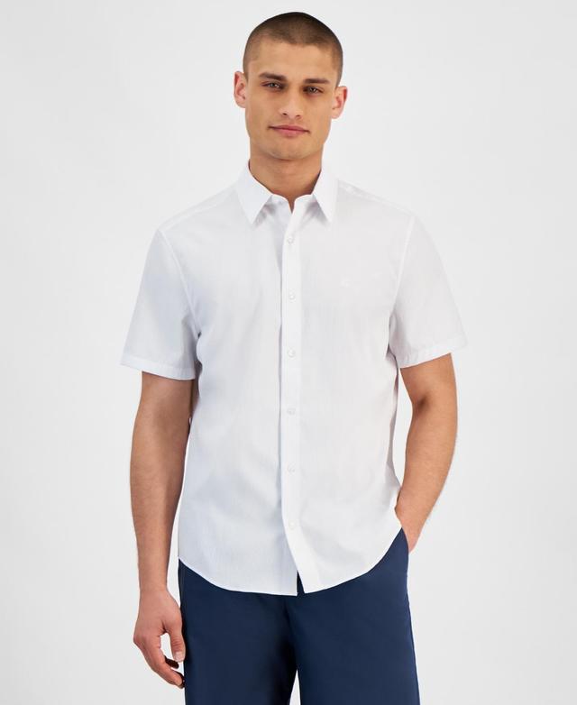 Calvin Klein Mens Short Sleeve Seersucker Button-Front Shirt Product Image