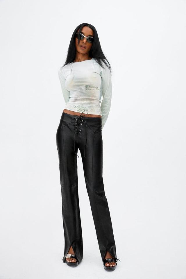 ELEMENT LACE UP PANT - BLACK VEGAN LEATHER — BLACK VEGAN LEATHER / XS Product Image