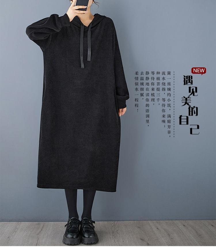 Plain Oversized Midi Hoodie Dress Product Image