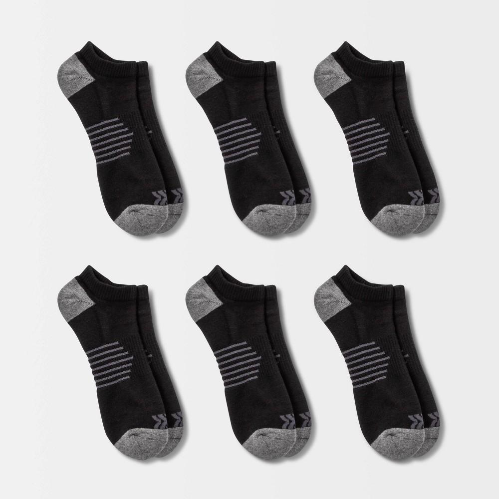 Mens Striped Arch No Show Socks 6pk - All In Motion Black 6-12 Product Image