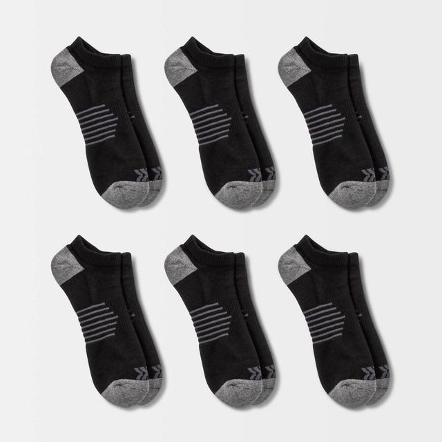 Mens Striped Arch No Show Socks 6pk - All In Motion Black 6-12 Product Image