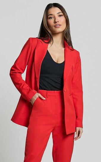 Hermie Blazer - Single Breasted Blazer in Red Product Image