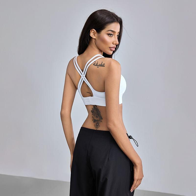 Spaghetti Strap Plain Sports Bra Product Image