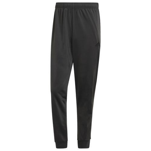 adidas Mens Essentials Warm-Up Tapered 3-Stripes Track Pants - Black/Black Product Image