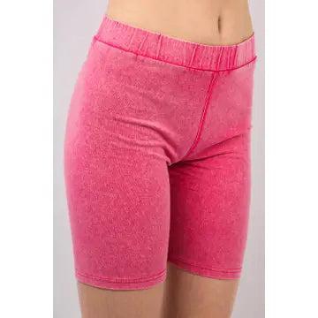 Pink Washed Stretchy Knit Activewear Top & Shorts Female Product Image