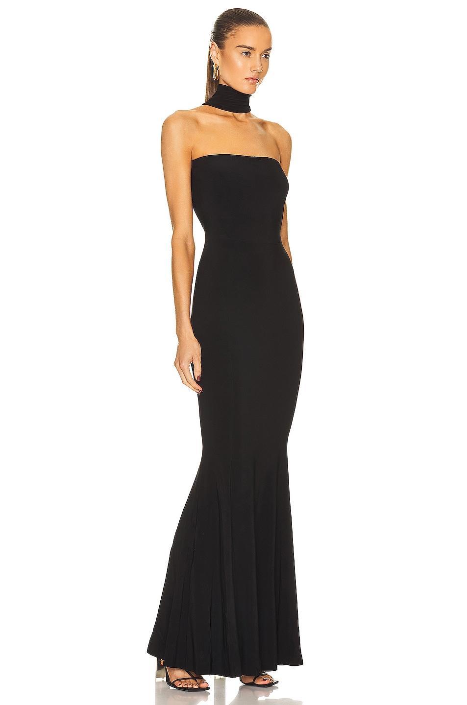 Norma Kamali Turtleneck Strapless Fishtail Gown Black. (also in XL). Product Image