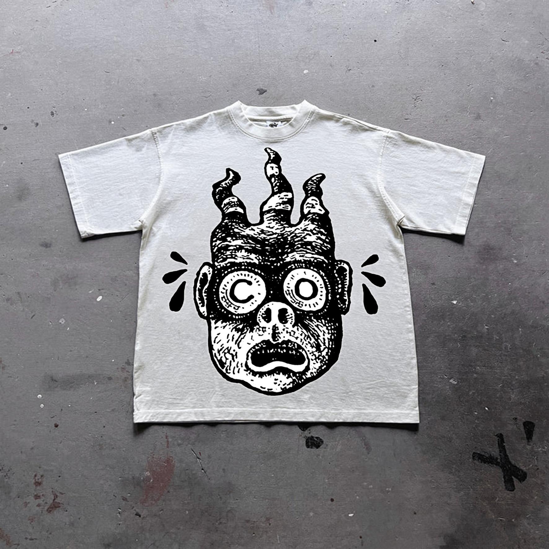 Funny Cartoon Avatar Graphics Print Casual Cotton T-Shirt Product Image