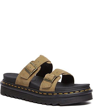 Womens Dr. Martens Myles Tumbled Nubuck Leather Buckles Slide Sandals Product Image