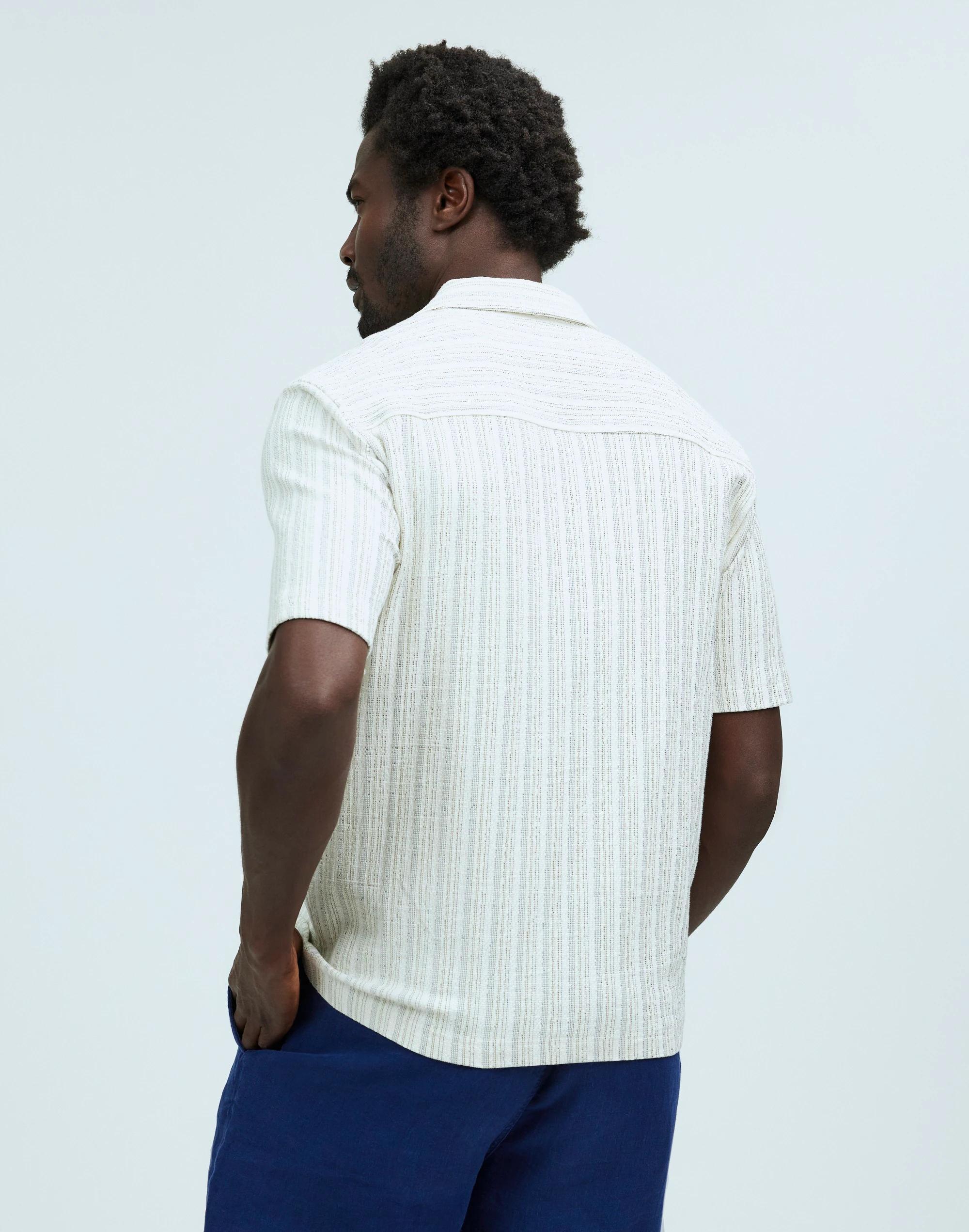 Camp-Collar Knit Polo Shirt in Stripe Product Image