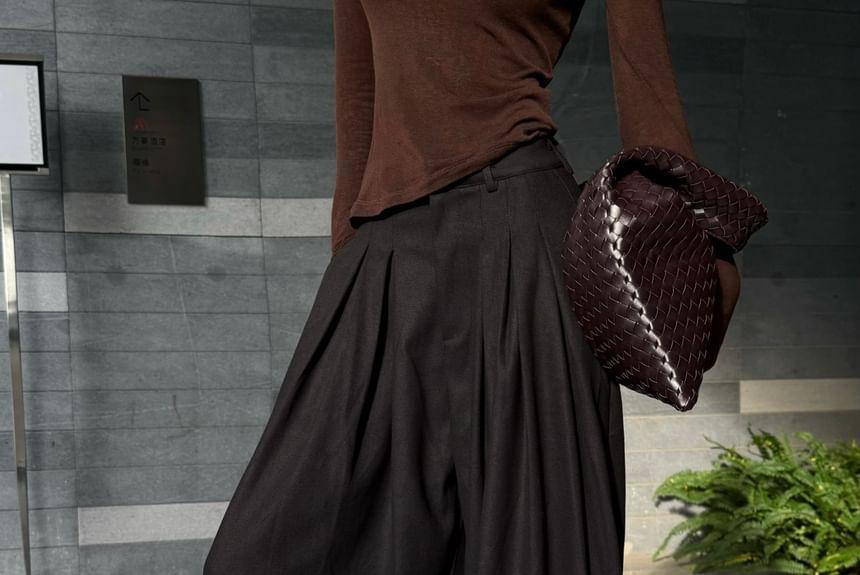 High-Rise Pleated Wide-Leg Dress Pants Product Image