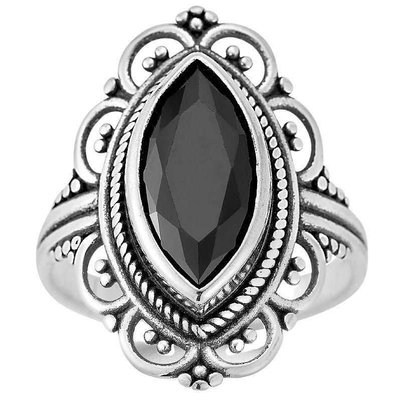 Sunkissed Sterling Sterling Silver Oxidized Marquise Cubic Zirconia Ring, Womens White Product Image