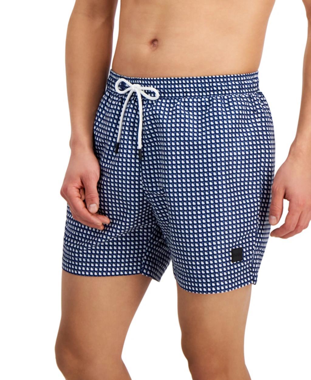 HUGO BOSS Boss By  Men's Vibe Patterned 5.3" Swim Trunks, Created For Macy's In Open Blue Product Image