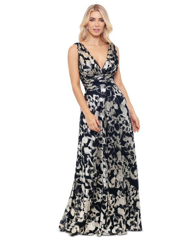 Betsy & Adam Womens Sleeveless V-Neck Gown - Navy Product Image