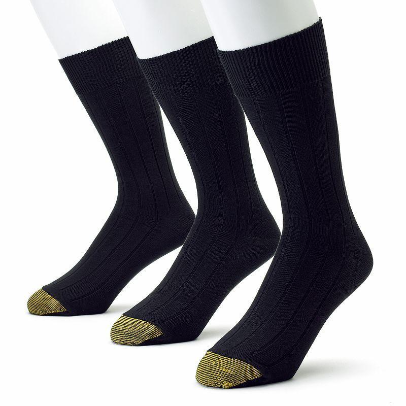 Mens GOLDTOE 3-pack Hampton Crew Socks Blue Product Image