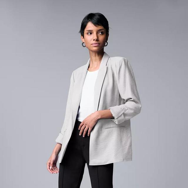 Womens Simply Vera Vera Wang Roll-Tab Relaxed Blazer White Product Image