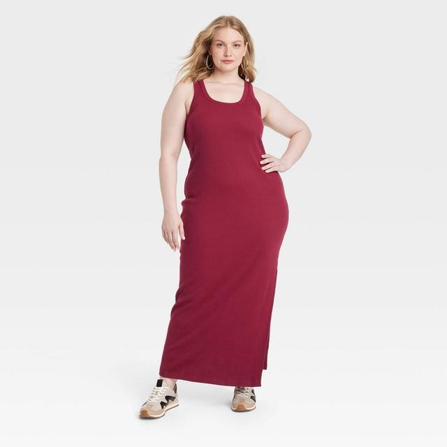 Womens Rib-Knit Maxi Bodycon Dress - Universal Thread Maroon 3X Product Image