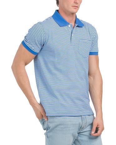 Cotton Pique Feeder Stripe Polo For Men Product Image