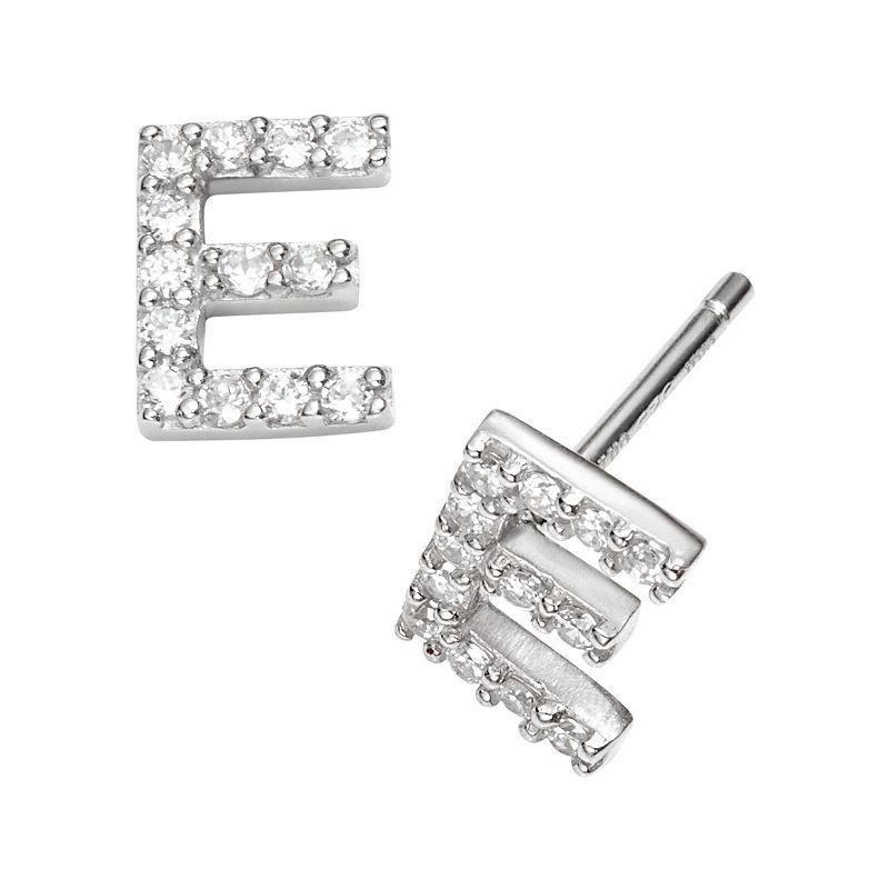 Sophie Miller Sterling Silver Cubic Zirconia Initial Stud Earrings, Womens Product Image