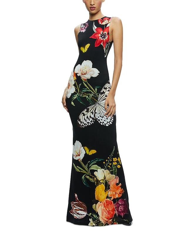 Alice and Olivia Delora Floral Print Sleeveless Gown Product Image