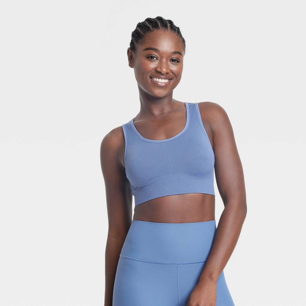 Womens Seamless Medium Support Racerback Sports Bra - All In Motion Blue XXL Product Image