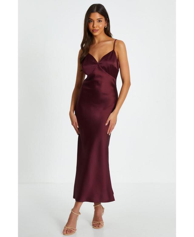 Quiz Womens Satin V Neck Slip Maxi Dress Product Image