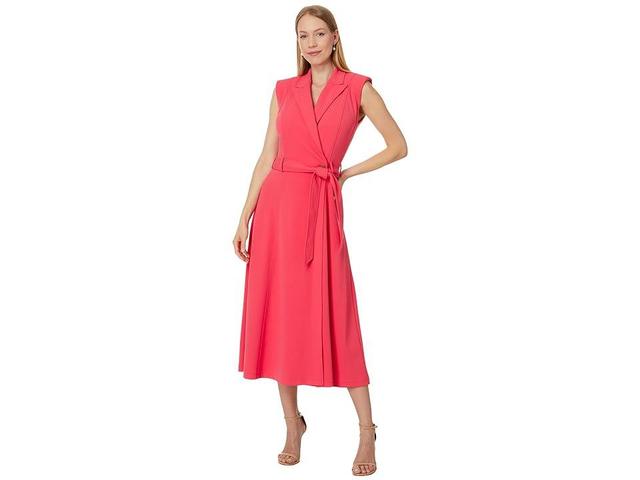 Calvin Klein Double Breasted A-Line Midi Dress (Watermelon) Women's Dress Product Image