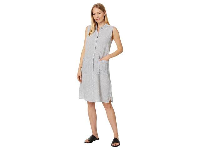 Eileen Fisher Plus Size Classic Collar Dress (White ) Women's Clothing Product Image