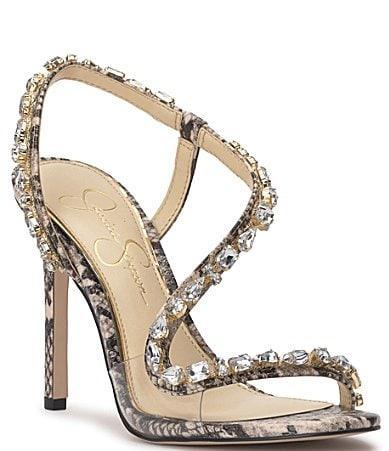 Jessica Simpson Jaycin Snake Print Rhinestone Dress Sandals Product Image