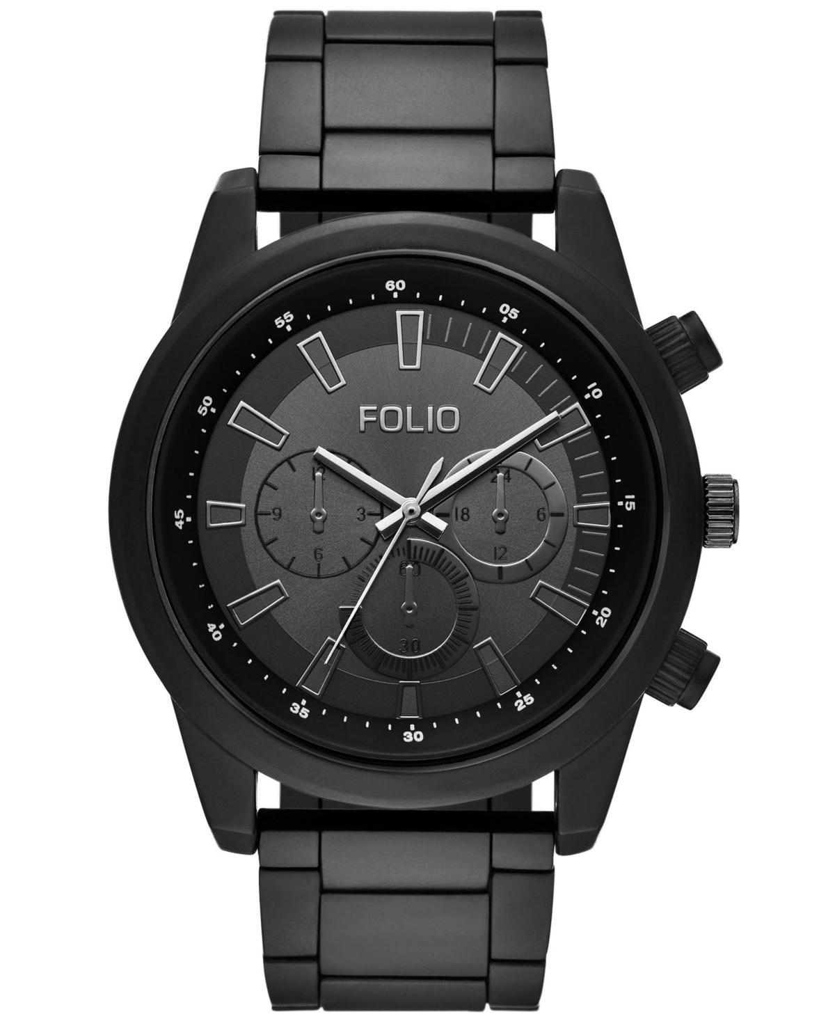 Folio Mens Three Hand Black Alloy Watch 45mm - Black Product Image