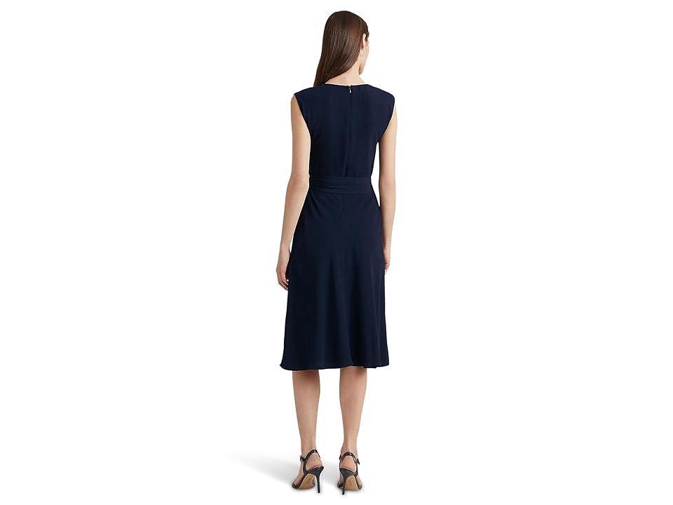 LAUREN Ralph Lauren Belted Bubble Crepe Dress (Lighthouse Navy 2) Women's Dress Product Image