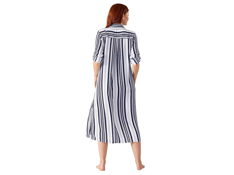 Tommy Bahama Tan Lines Stripes Midi Duster (Double Chocolate) Women's Swimwear Product Image