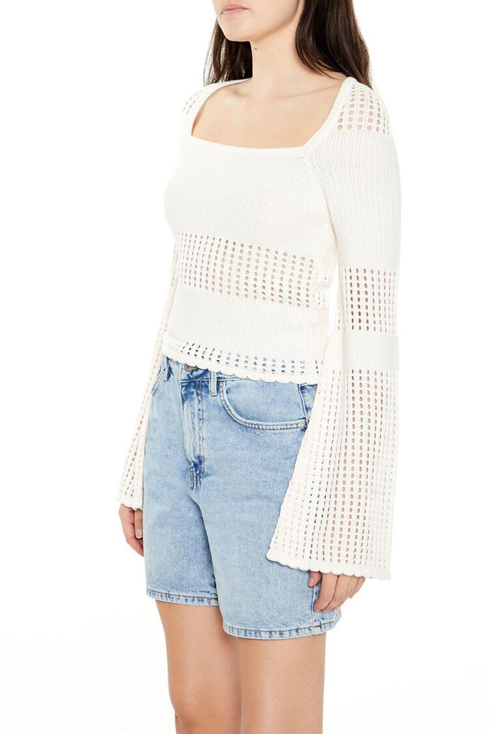 Open-Knit Bell-Sleeve Sweater | Forever 21 Product Image