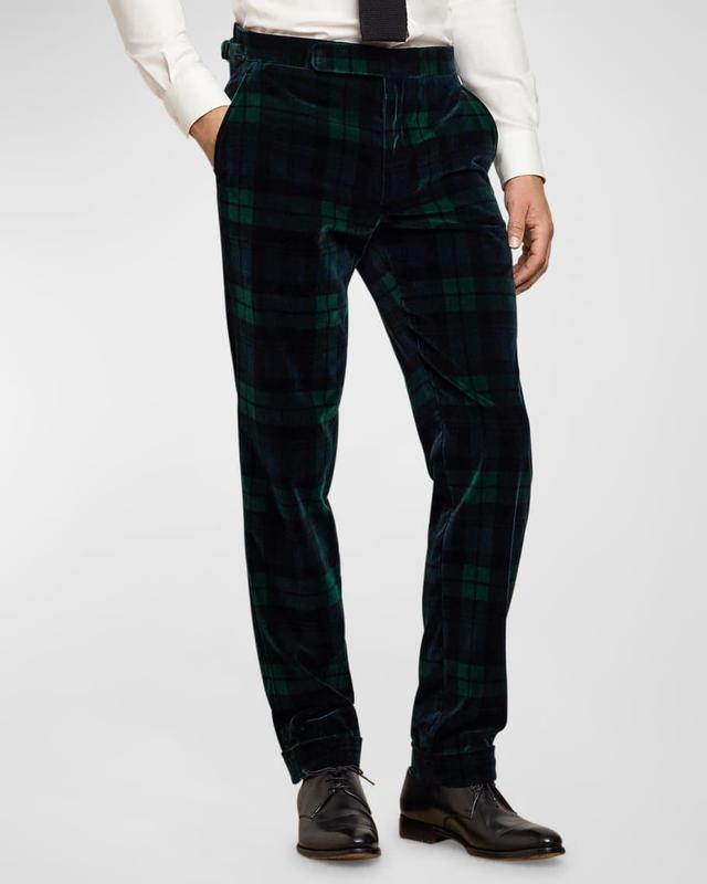 Men's Gregory Hand-Tailored Plaid Velvet Trousers Product Image