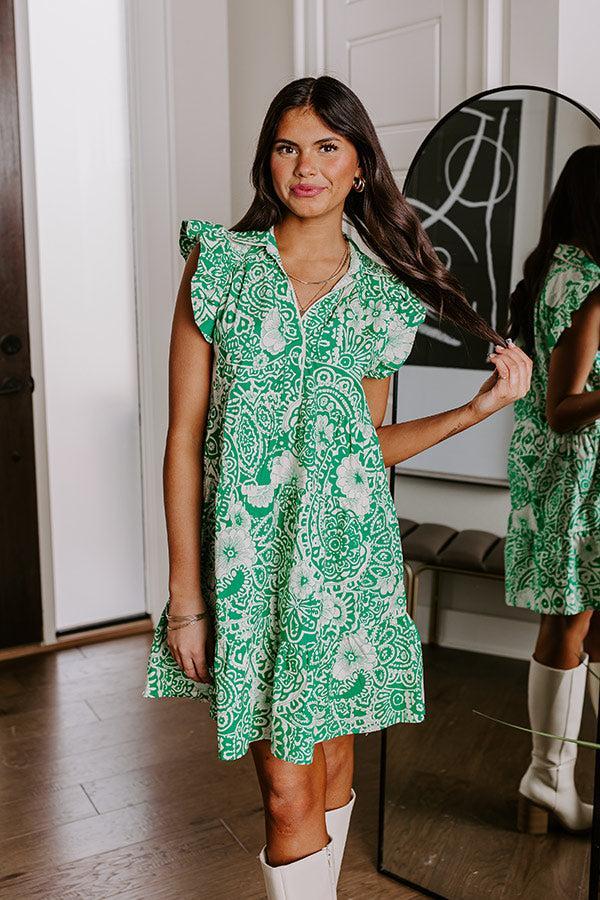 Hello Lovely Floral Dress In Emerald Product Image