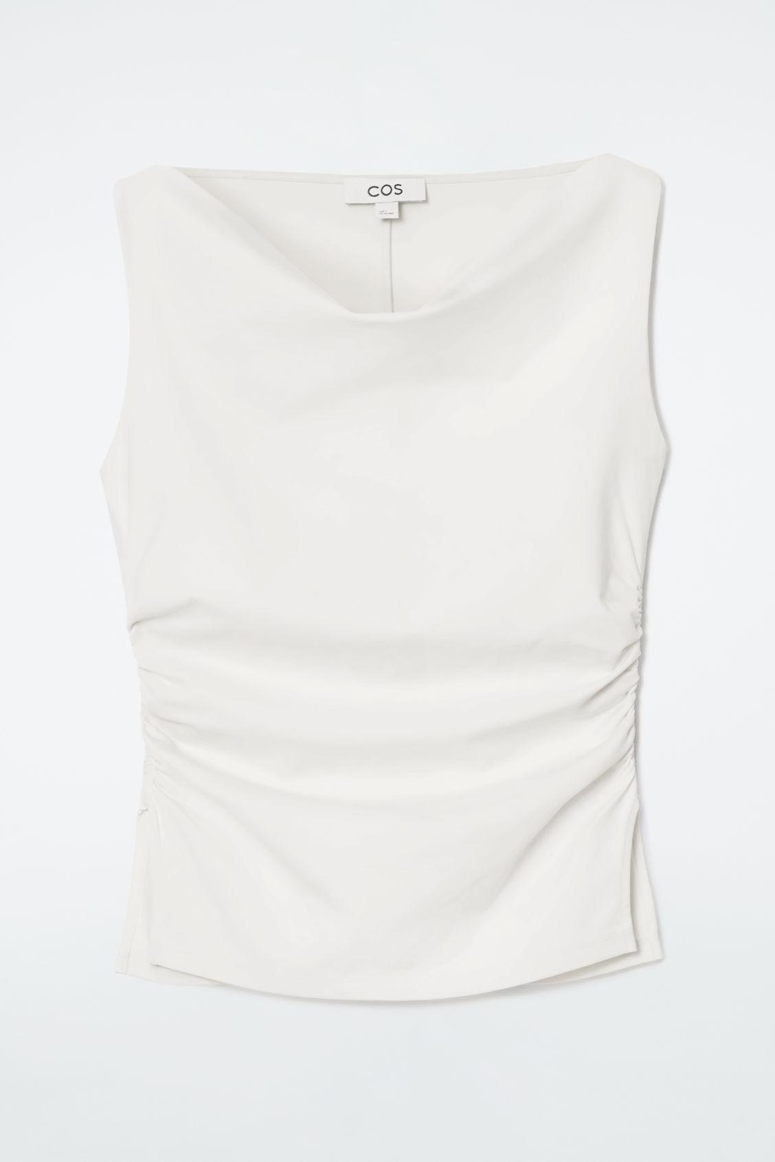 COWL-NECK GATHERED SLEEVELESS TOP Product Image