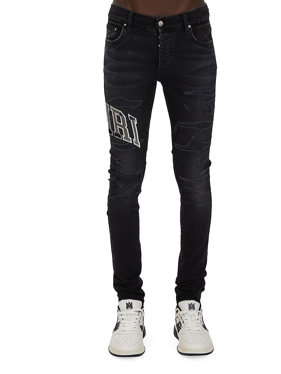 Mens Varsity Logo Repair Skinny Jeans Product Image