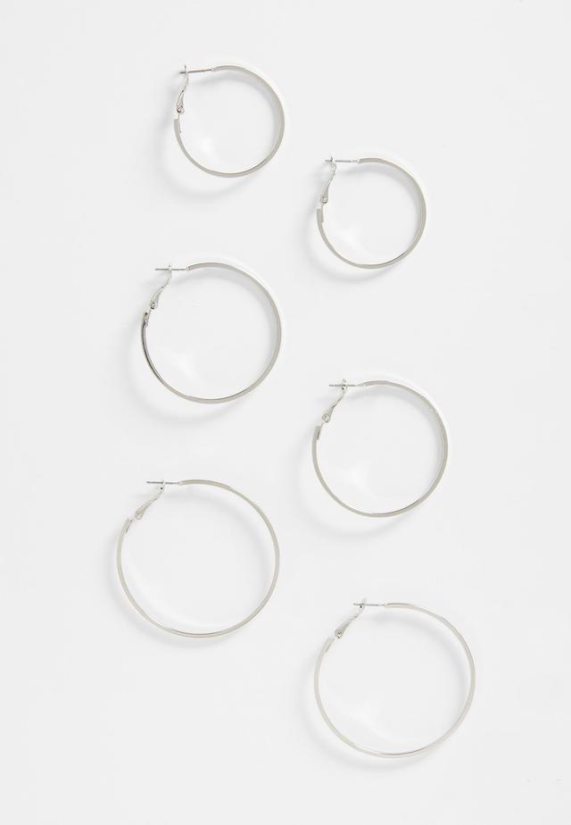 Maurices Womens 3 Pack Silver Hoop Earring Set Gray Product Image