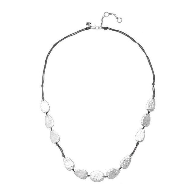 Bella Uno Silver Tone Metal Teardrop Discs Necklace, Womens Product Image