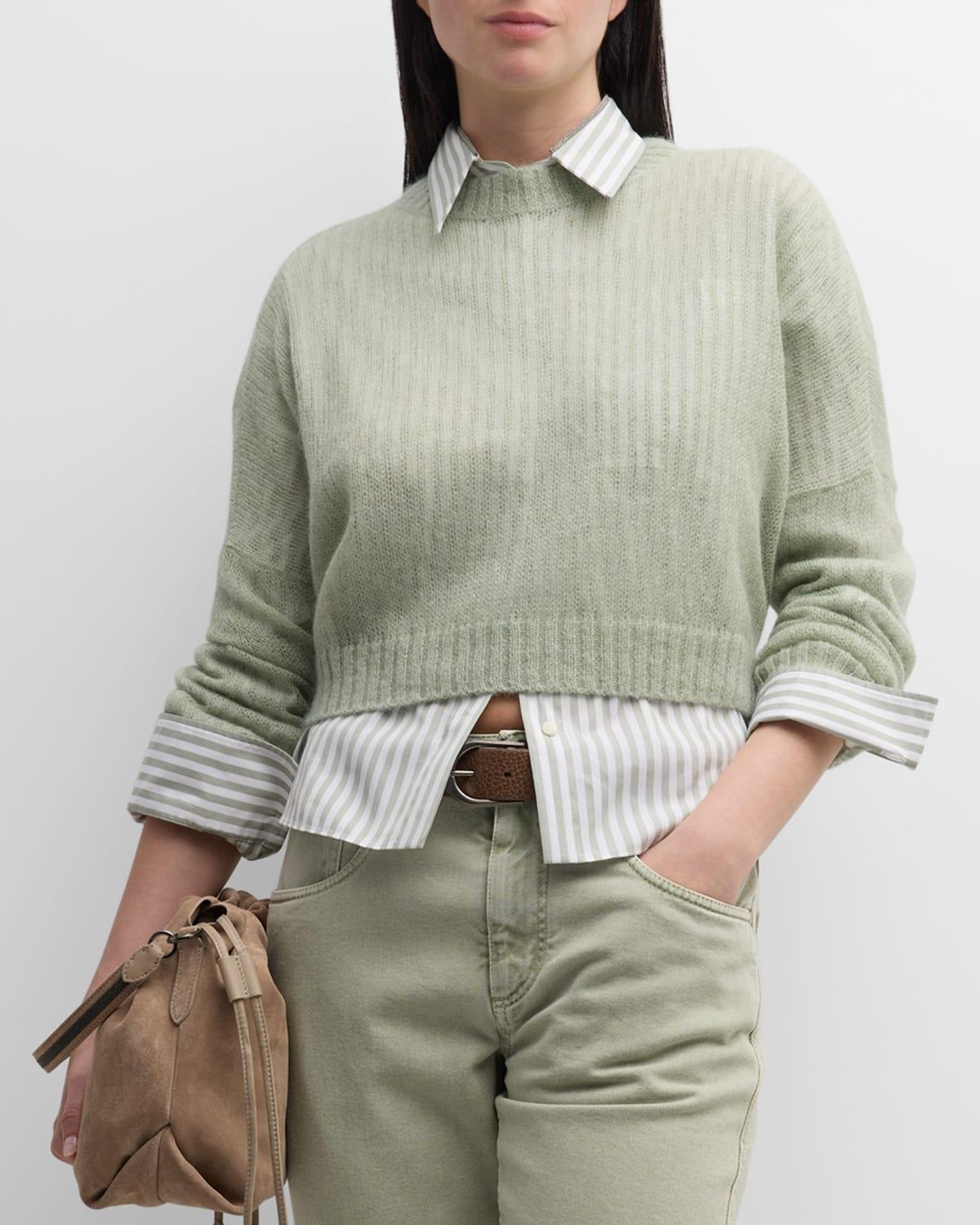 Womens Cropped Mohair And Wool Sweater With Monili Product Image